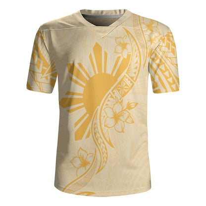 Philippines Filipinos Rugby Jersey Sun and Sampaguita Flower Tribal Pattern