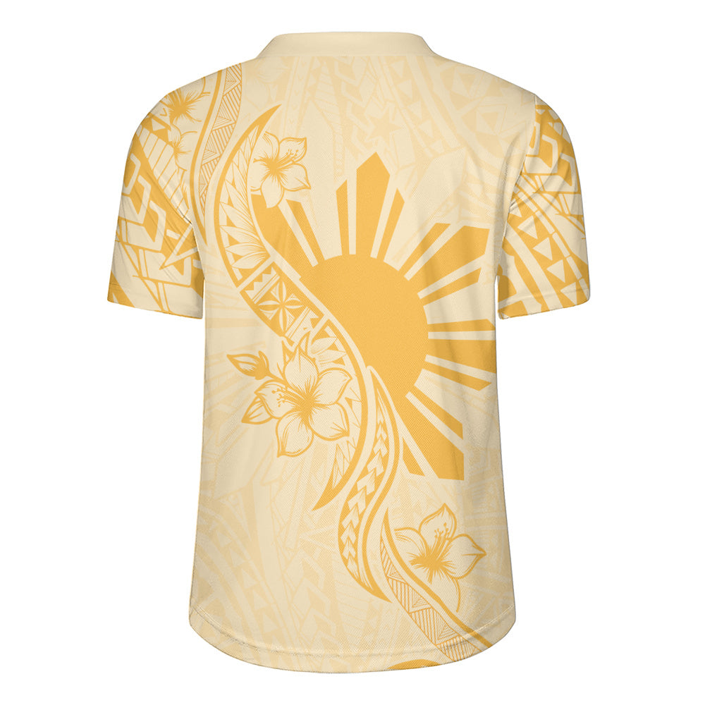 Philippines Filipinos Rugby Jersey Sun and Sampaguita Flower Tribal Pattern