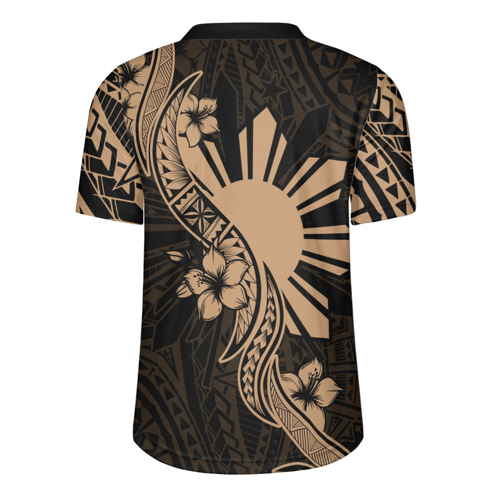 Philippines Filipinos Rugby Jersey Sun and Sampaguita Flower Tribal Pattern