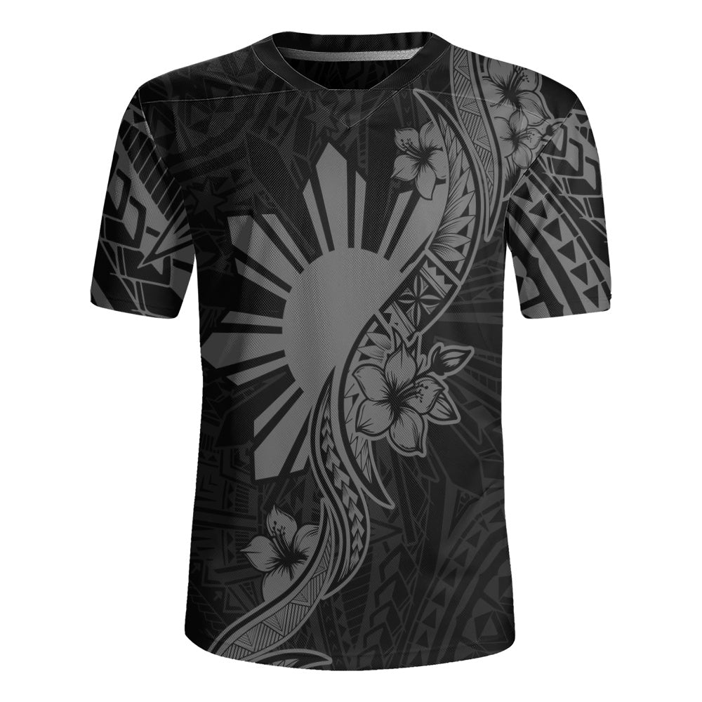 Philippines Filipinos Rugby Jersey Sun and Sampaguita Flower Tribal Pattern