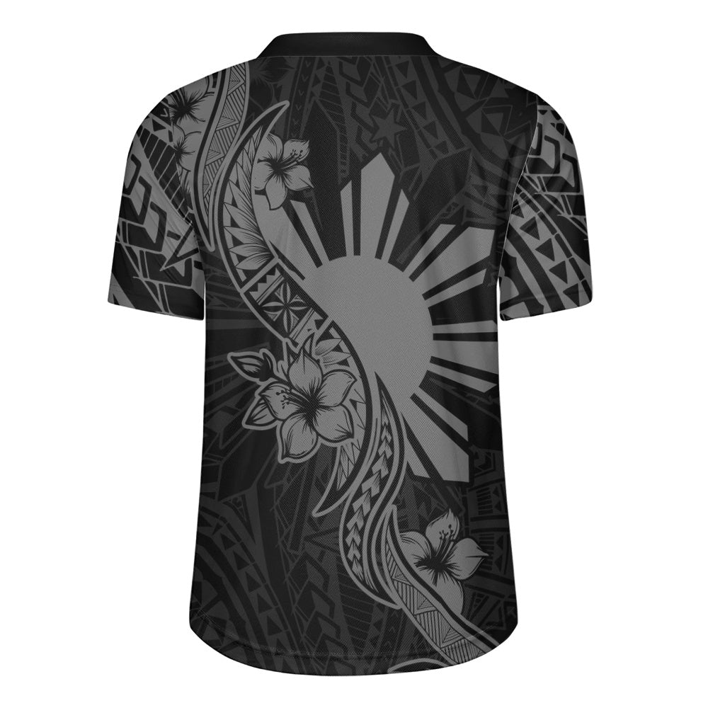 Philippines Filipinos Rugby Jersey Sun and Sampaguita Flower Tribal Pattern