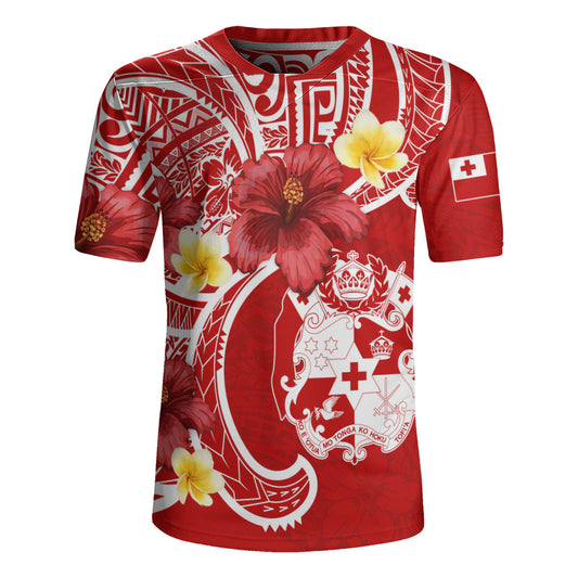 Tonga Rugby Jersey Royal Kingdom Crest Hibiscus Polynesian Tribal Heritage