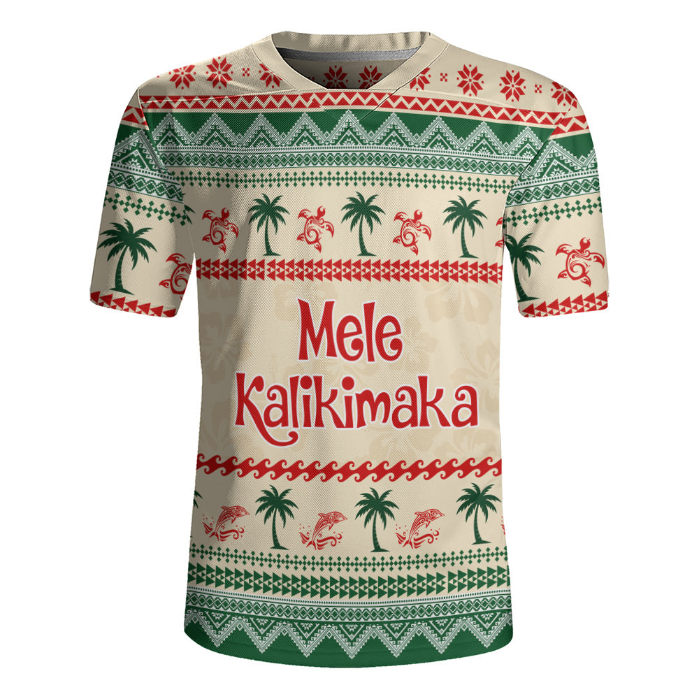 Hawaii Rugby Jersey Mele Kalikimaka King Kamehameha Santa Polynesian Tribal Heritage