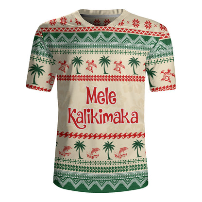 Hawaii Rugby Jersey Mele Kalikimaka King Kamehameha Santa Polynesian Tribal Heritage