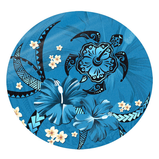 Hawaii Round Rug Blue Honu Hibiscus Island Harmony
