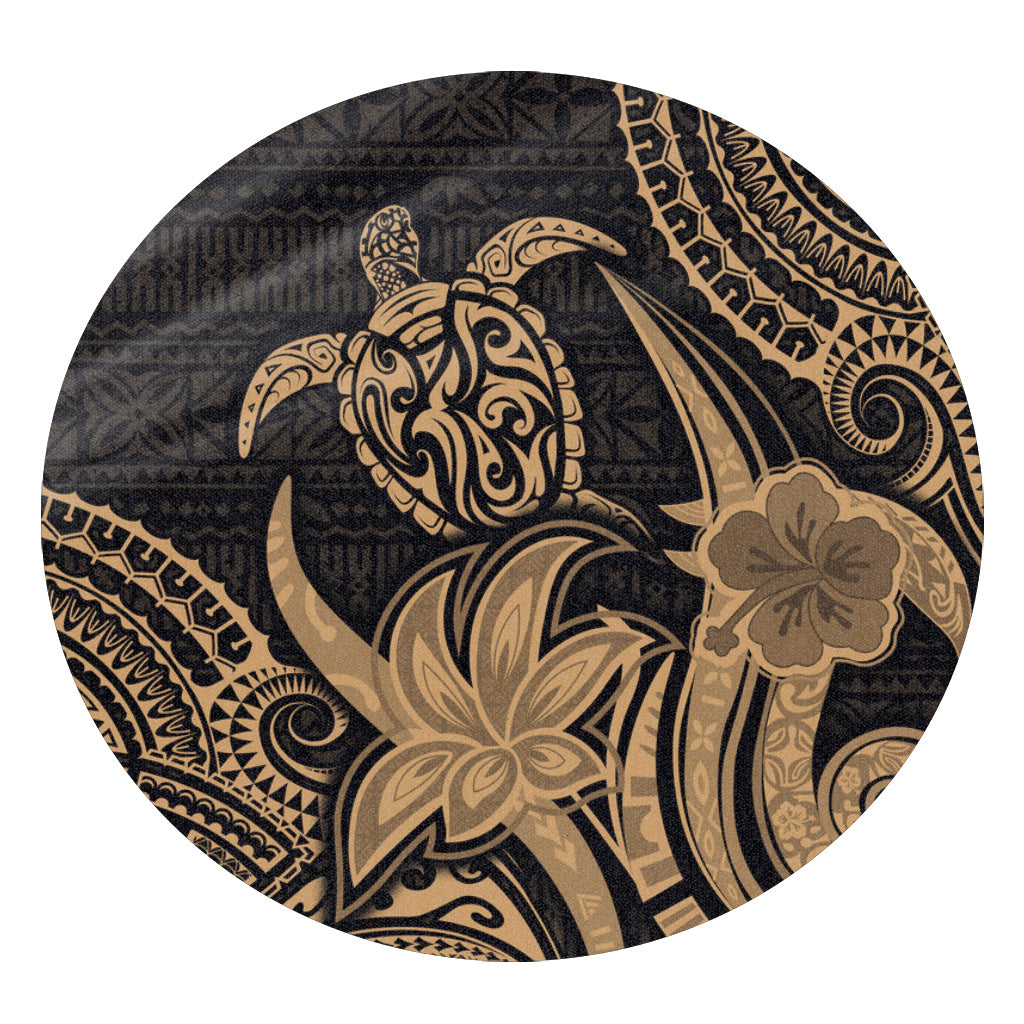 Hawaii Round Rug Honu Turtle Hibiscus Tribal Legacy