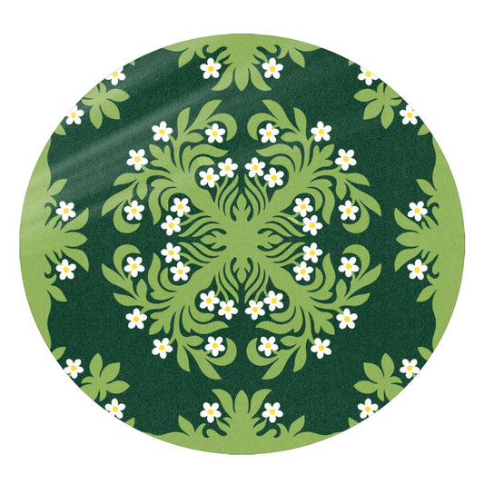 Hawaii Round Rug Emerald Tropical Floral Garden Elegance