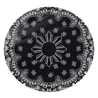 Philippines Filipinos Round Rug Sun Bandana Paisley Print Heritage