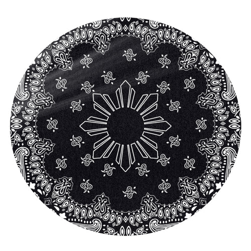 Philippines Filipinos Round Rug Sun Bandana Paisley Print Heritage