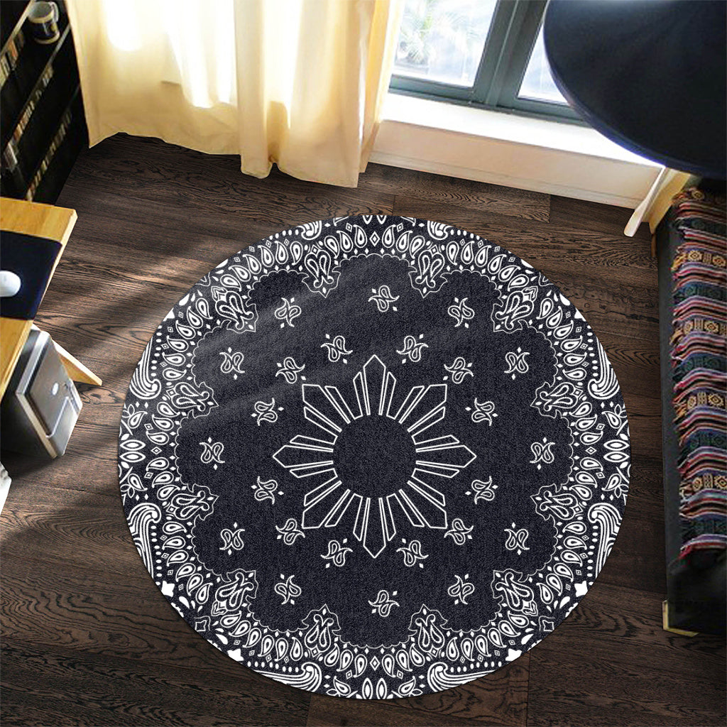 Philippines Filipinos Round Rug Sun Bandana Paisley Print Heritage