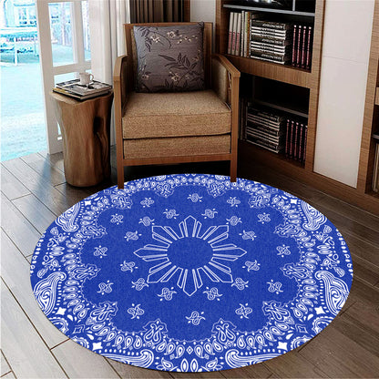 Philippines Filipinos Round Rug Sun Bandana Paisley Print Heritage