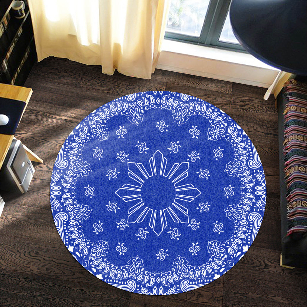 Philippines Filipinos Round Rug Sun Bandana Paisley Print Heritage