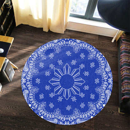 Philippines Filipinos Round Rug Sun Bandana Paisley Print Heritage