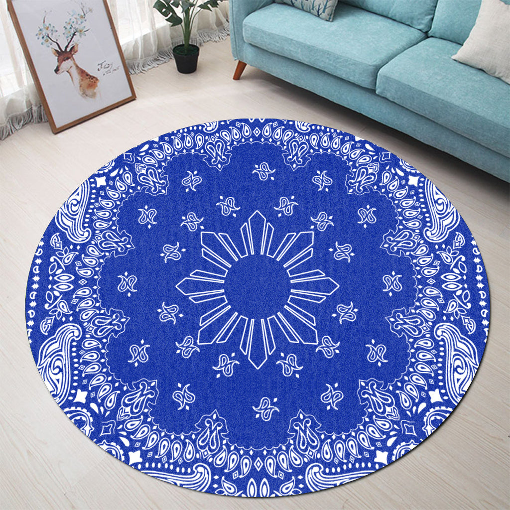 Philippines Filipinos Round Rug Sun Bandana Paisley Print Heritage