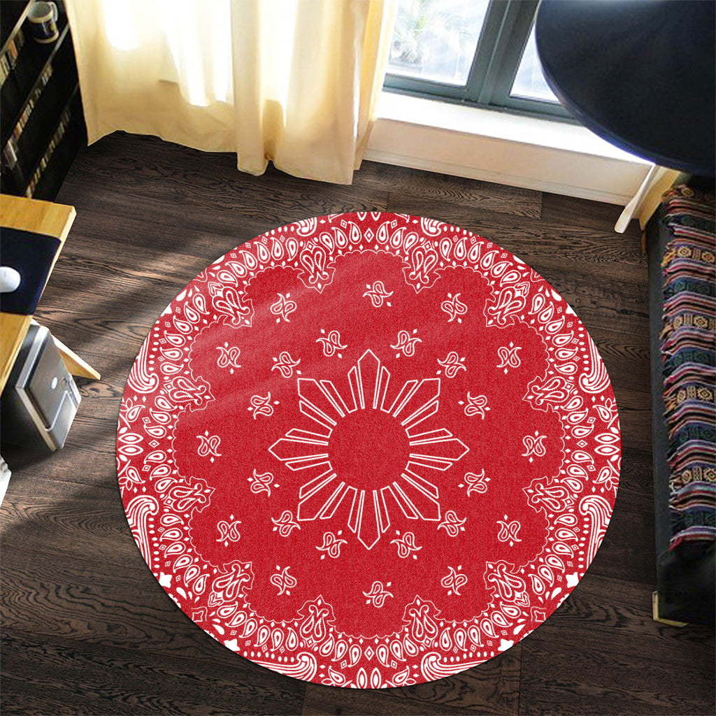 Philippines Filipinos Round Rug Sun Bandana Paisley Print Heritage