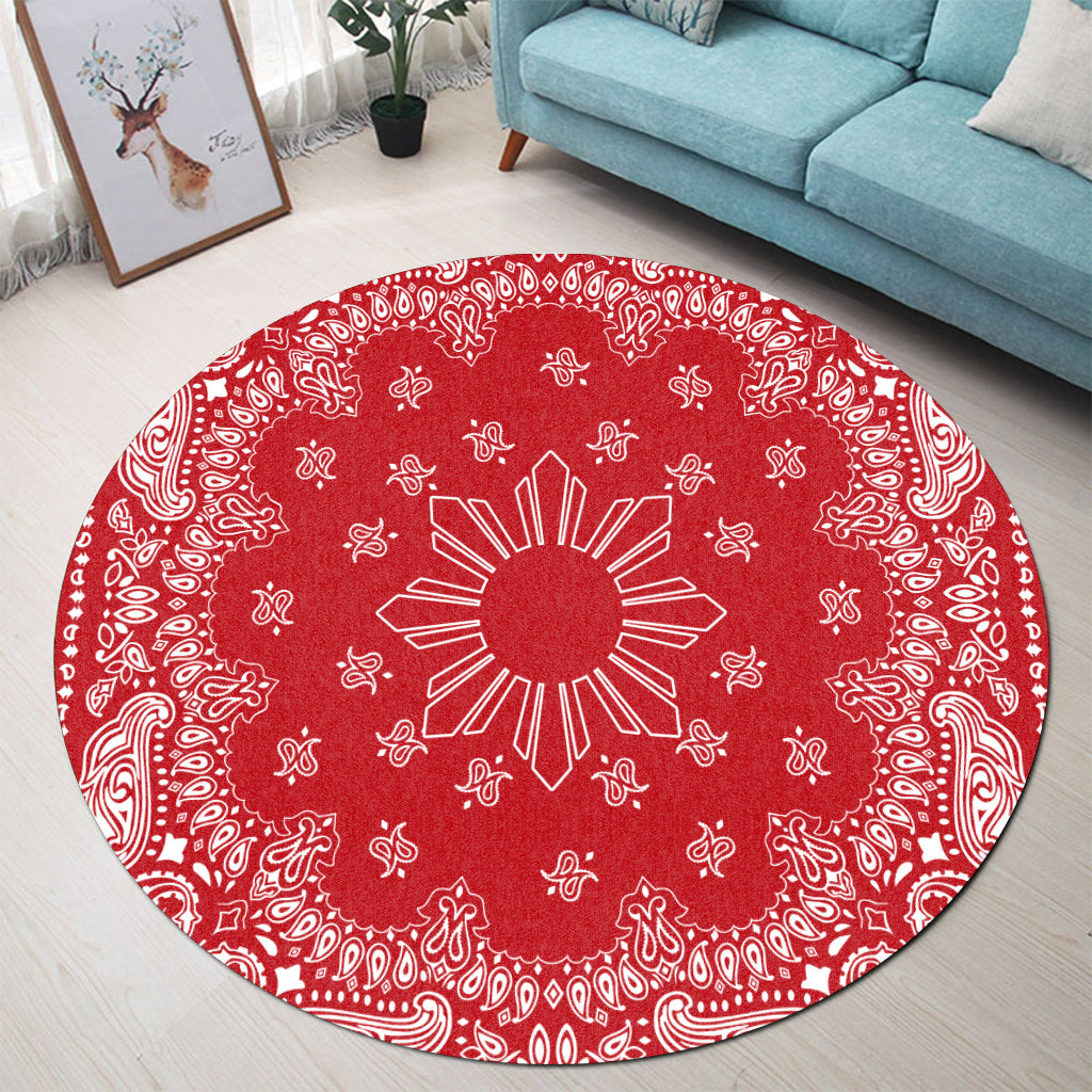 Philippines Filipinos Round Rug Sun Bandana Paisley Print Heritage