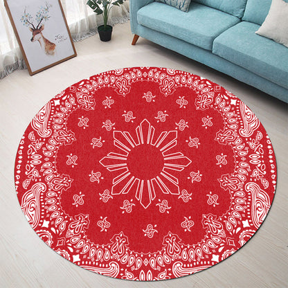 Philippines Filipinos Round Rug Sun Bandana Paisley Print Heritage