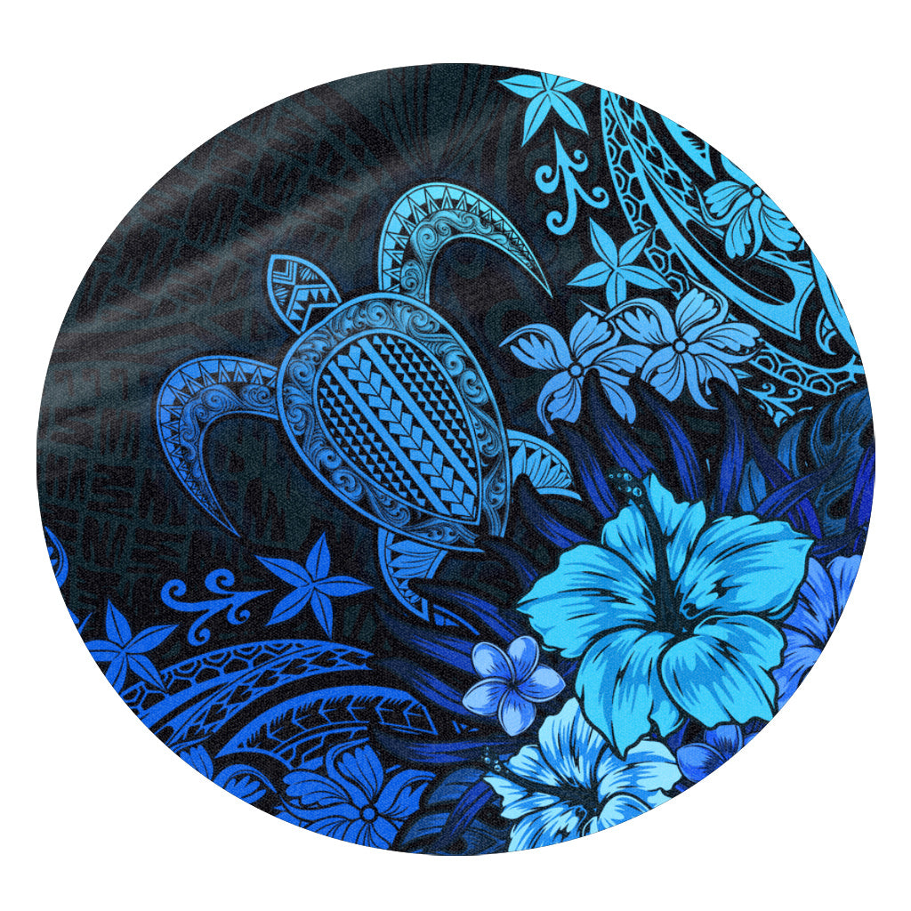 Hawaii Round Rug Turtle Hibiscus Polynesian Tribal Paradise