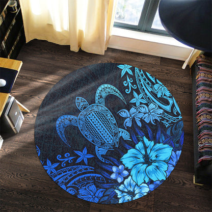 Hawaii Round Rug Turtle Hibiscus Polynesian Tribal Paradise