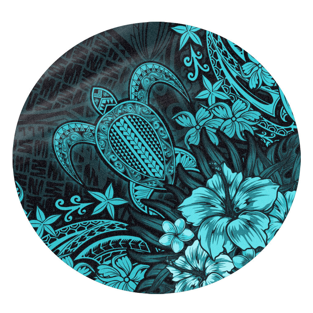 Hawaii Round Rug Turtle Hibiscus Polynesian Tribal Paradise