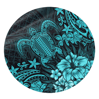 Hawaii Round Rug Turtle Hibiscus Polynesian Tribal Paradise