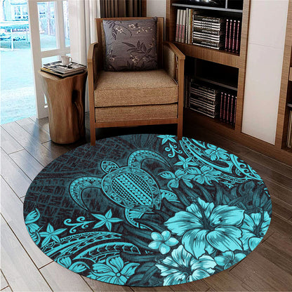 Hawaii Round Rug Turtle Hibiscus Polynesian Tribal Paradise
