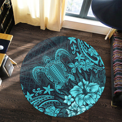 Hawaii Round Rug Turtle Hibiscus Polynesian Tribal Paradise