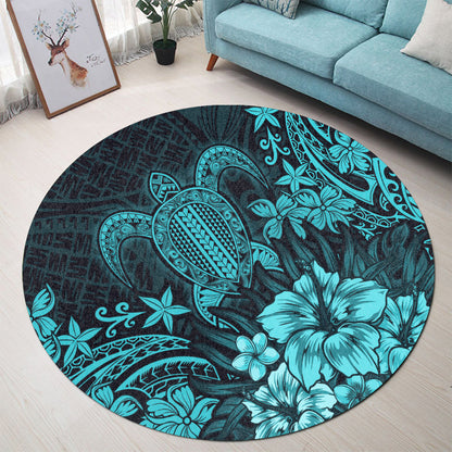 Hawaii Round Rug Turtle Hibiscus Polynesian Tribal Paradise