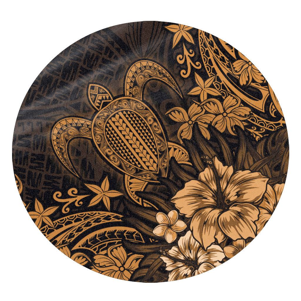 Hawaii Round Rug Turtle Hibiscus Polynesian Tribal Paradise