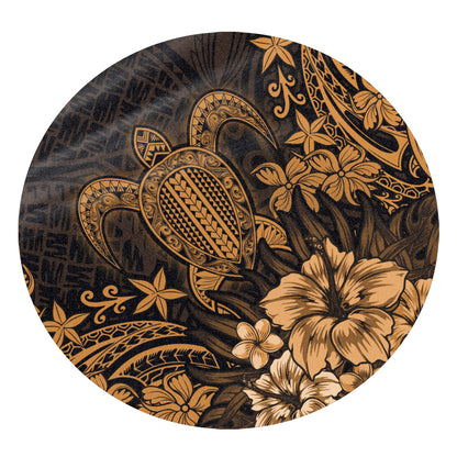 Hawaii Round Rug Turtle Hibiscus Polynesian Tribal Paradise