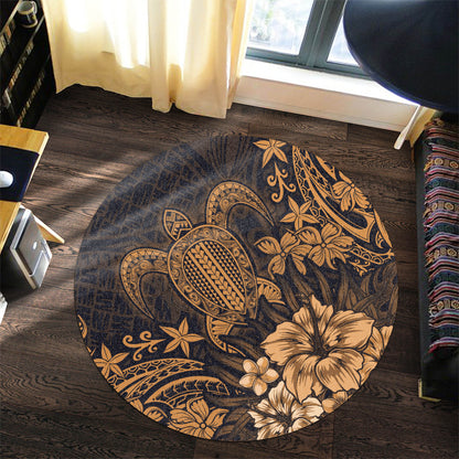 Hawaii Round Rug Turtle Hibiscus Polynesian Tribal Paradise