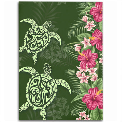 Hawaii Area Rug Polynesian Sea Turtle Hibiscus Tropical Style