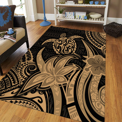 Hawaii Area Rug Honu Turtle Hibiscus Tribal Legacy