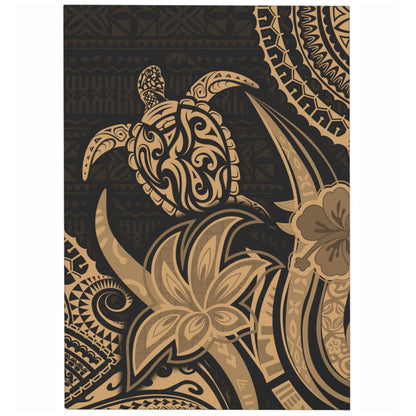 Hawaii Area Rug Honu Turtle Hibiscus Tribal Legacy