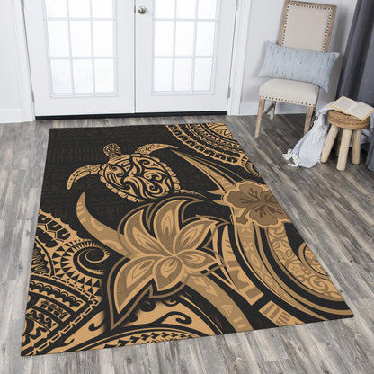 Hawaii Area Rug Honu Turtle Hibiscus Tribal Legacy