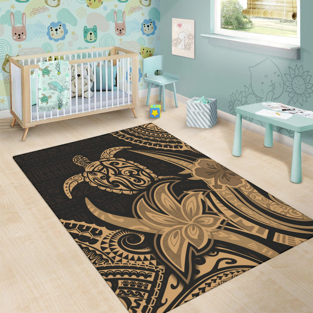 Hawaii Area Rug Honu Turtle Hibiscus Tribal Legacy