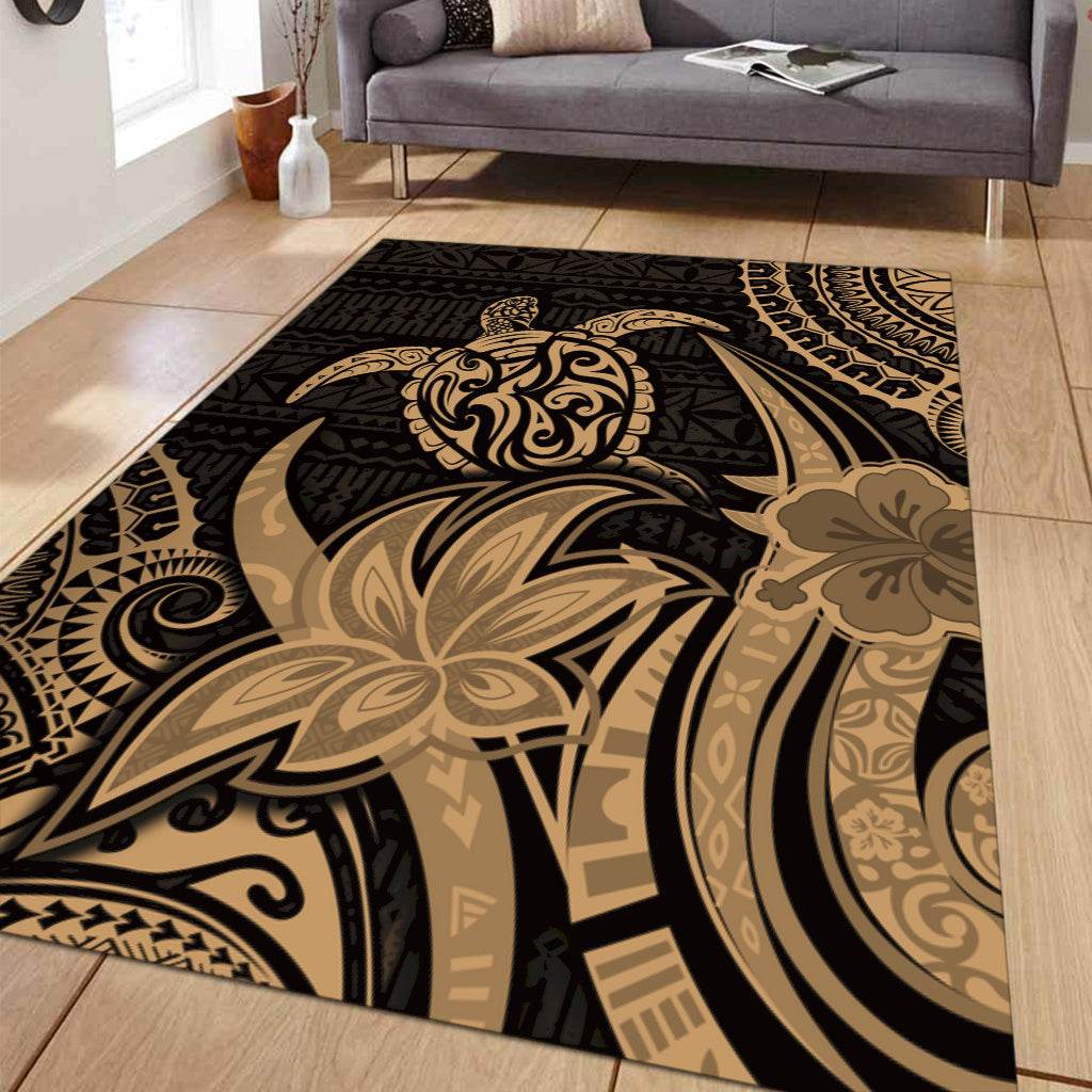 Hawaii Area Rug Honu Turtle Hibiscus Tribal Legacy