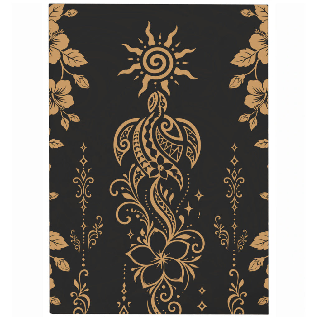 Hawaii Area Rug Vintage Honu Hibiscus Floral Elegance