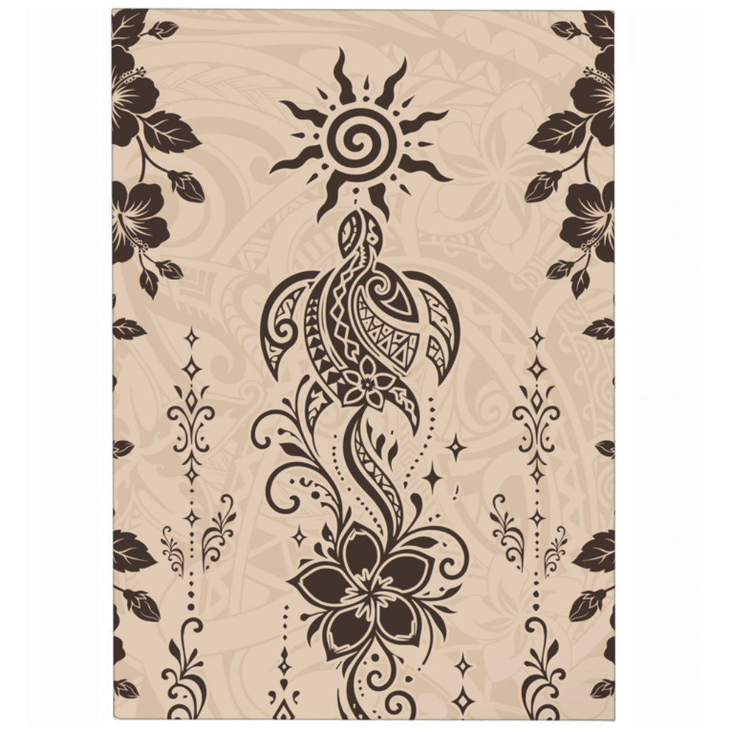 Hawaii Area Rug Vintage Honu Hibiscus Floral Elegance