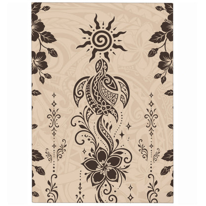 Hawaii Area Rug Vintage Honu Hibiscus Floral Elegance