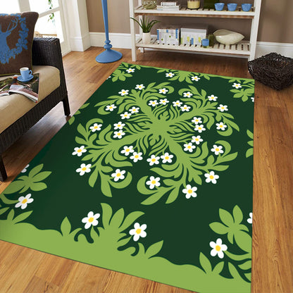 Hawaii Area Rug Emerald Tropical Floral Garden Elegance
