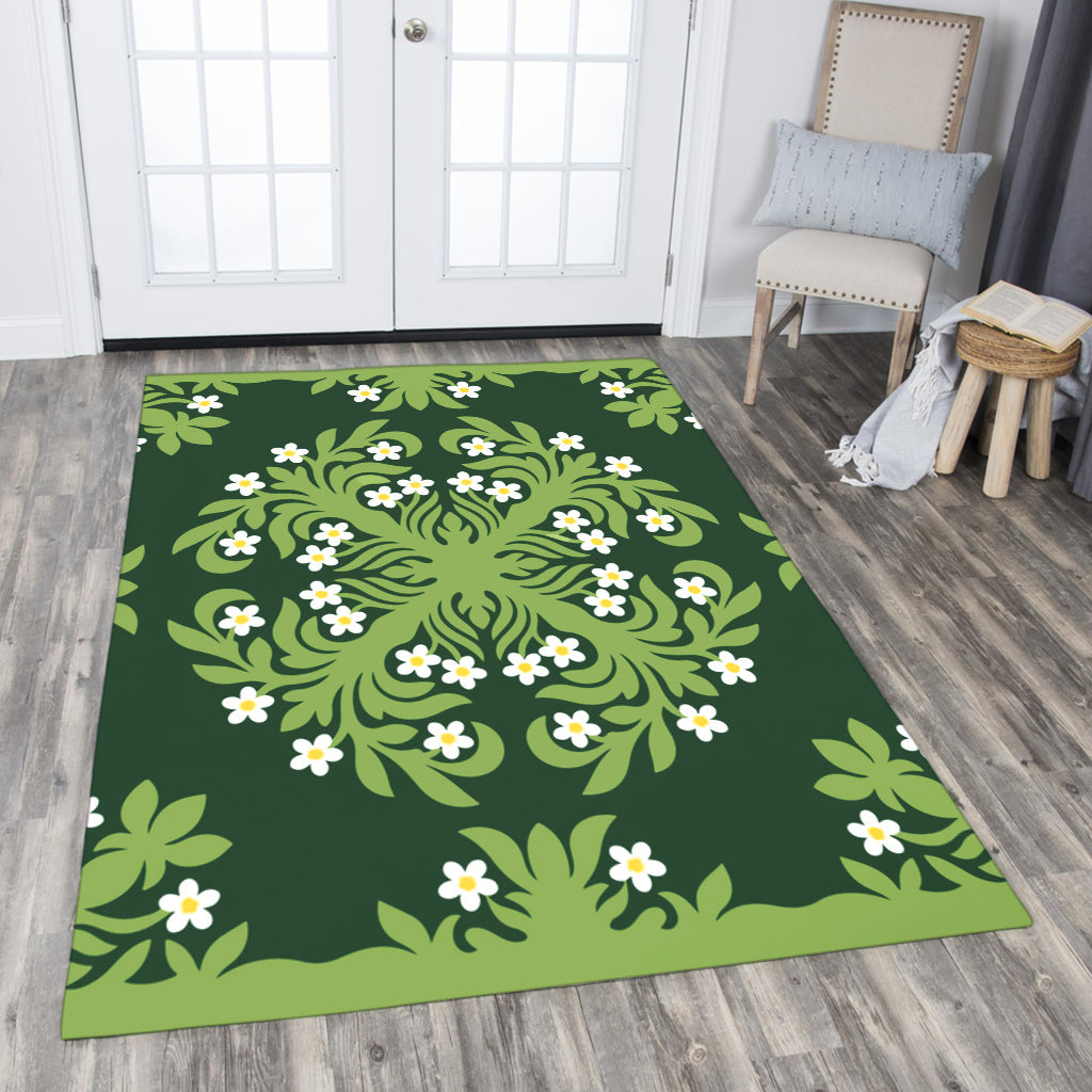 Hawaii Area Rug Emerald Tropical Floral Garden Elegance