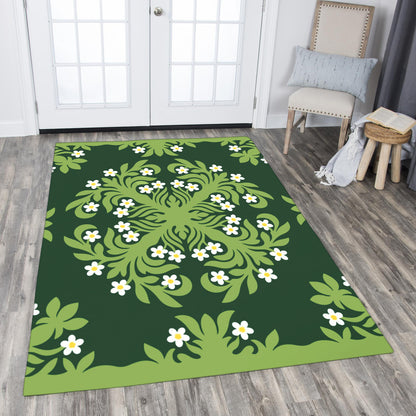 Hawaii Area Rug Emerald Tropical Floral Garden Elegance