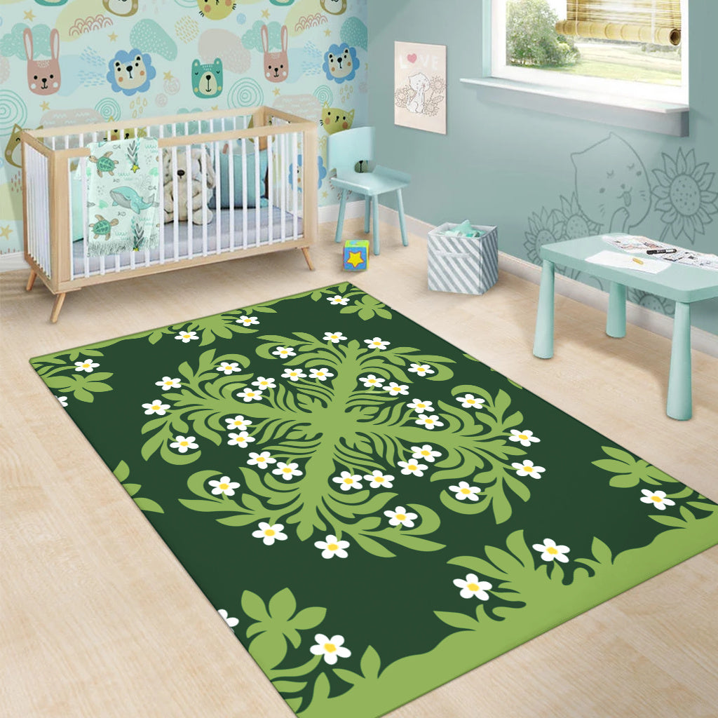 Hawaii Area Rug Emerald Tropical Floral Garden Elegance
