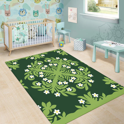 Hawaii Area Rug Emerald Tropical Floral Garden Elegance
