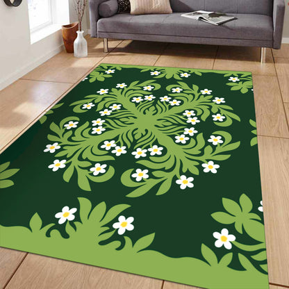 Hawaii Area Rug Emerald Tropical Floral Garden Elegance