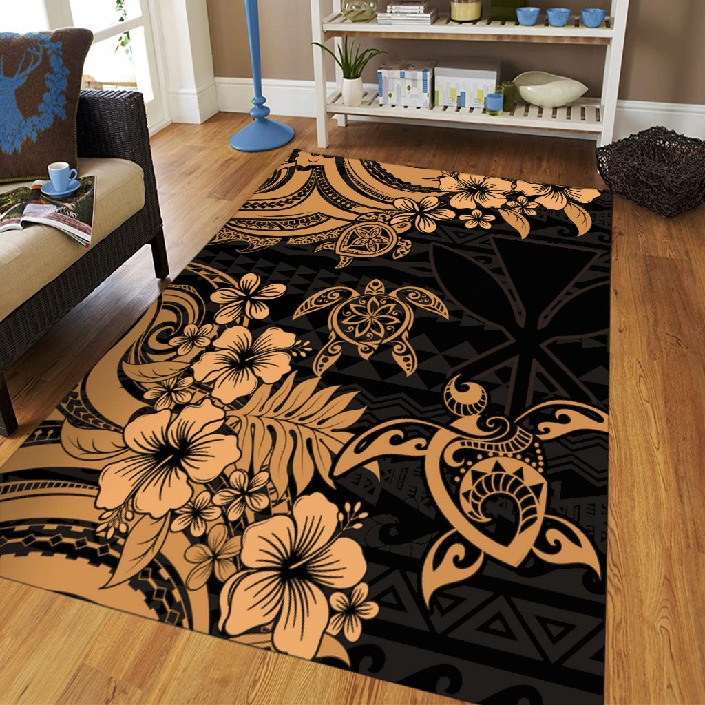 Hawaii Area Rug Kanaka Maoli Hibiscus Polynesian Tribal Turtle Print Style