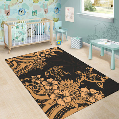 Hawaii Area Rug Kanaka Maoli Hibiscus Polynesian Tribal Turtle Print Style