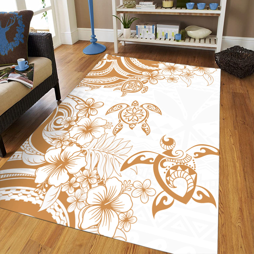 Hawaii Area Rug Kanaka Maoli Hibiscus Polynesian Tribal Turtle Print Style