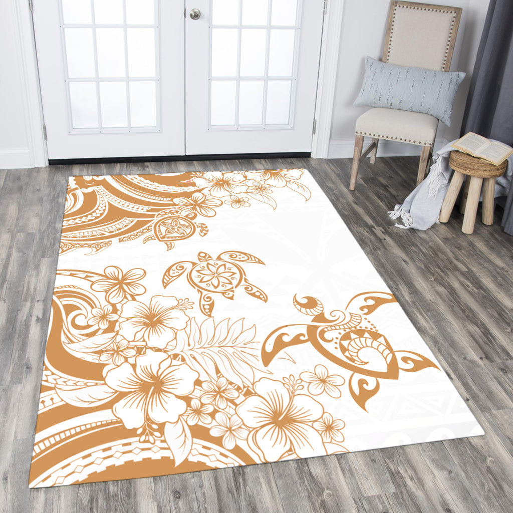Hawaii Area Rug Kanaka Maoli Hibiscus Polynesian Tribal Turtle Print Style